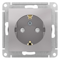 РОЗЕТКА с заземлением со шторками, 16А, механизм, быстрозажим. клем., АЛЮМИНИЙ Schneider Electric Art Gallery GAL000345S