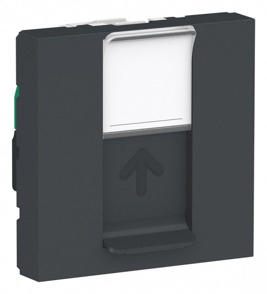 Розетка компьютерная RJ45 Schneider Electric Unica Modular Антрацит 1очная, кат. 5е UTP, 2 модуля NU341154