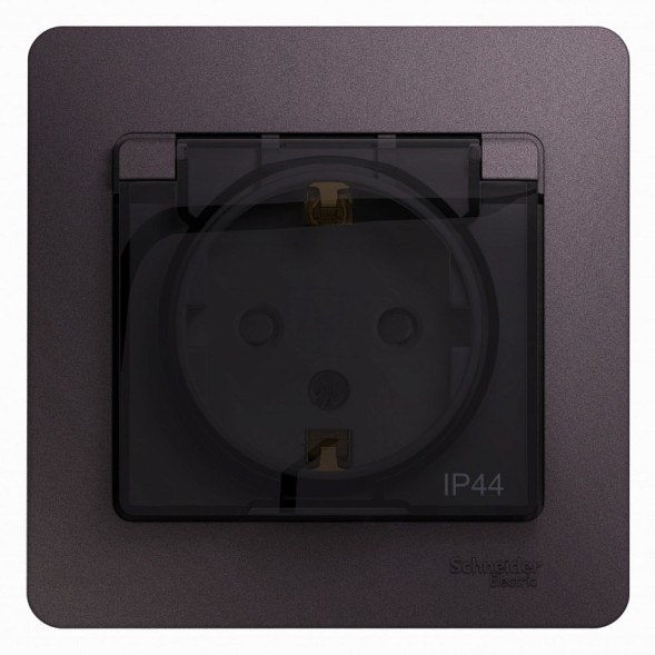 Розетка с зазем. со шторками с крышкой,IP4416А,250В,в сборе Schneider Electric Glossa Сиреневый туман GSL001448