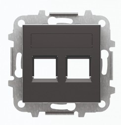 Накладка ABB Sky для 2-го суппорта/разъёма типа 2017 или 2018 шторками и полем Чёрный бархат 2CLA851820A1501 8518.2 NS