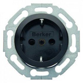 Штепсельная розетка Berker 1930 черный, с блеском SCHUKO 475501