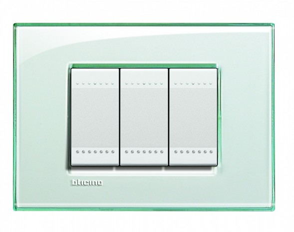Рамка Bticino LivingLight Квадрат Морская вода 3 модуля LNA4803KA