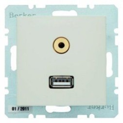 Розетка USB/3.5mm AUDIO Berker S.1 белый 3315398982