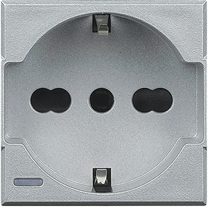 Розетка Bticino Axolute Алюминий 2К+З, 10 и16 А с защищенными контактами HC4140/16