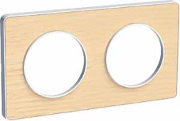 Рамка Schneider Electric Odace Бук / Белый 2-постовая S52P804M