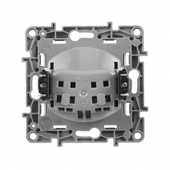 Розетка Legrand Etika слоновая кость 2К со шторками - немецкий стандарт - винтовые зажимы - 16 А - 250 В~ 672334