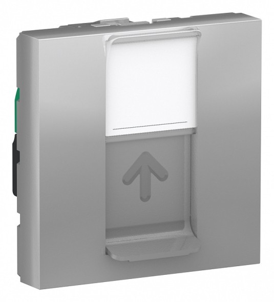 Розетка компьютерная RJ45 Schneider Electric Unica Modular Алюминий 1очная, кат. 5е UTP, 2 модуля NU341130