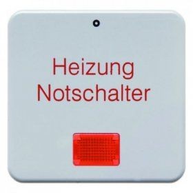 Клавиша Berker IP44 полярная белизна с красной линзой и надписью &quot;Heizung Notschalter&quot; с блеском Влагозащищенный скрытый монтаж 156909
