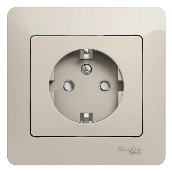 Розетка с заземлением со шторками,16А, 250В, в сборе Schneider Electric Glossa Молочный GSL000944