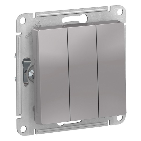 Трехклавишный Выключатель Schneider Electric Atlasdesign Алюминий сх.1+1+1, 10АХ, механизм ATN000331