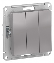 Трехклавишный Выключатель Schneider Electric Atlasdesign Алюминий сх.1+1+1, 10АХ, механизм ATN000331