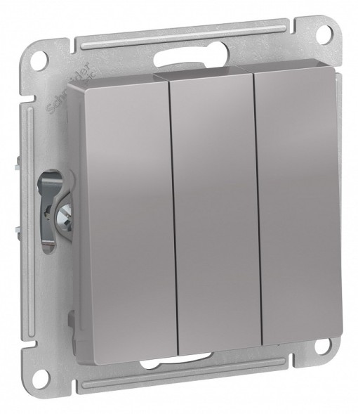 Трехклавишный Выключатель Schneider Electric Atlasdesign Алюминий сх.1+1+1, 10АХ, механизм ATN000331