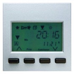 Таймер Berker B.7 алюминий, матовый RolloТec "Комфорт" с дисплеем и подключением датчика Glas 17751404