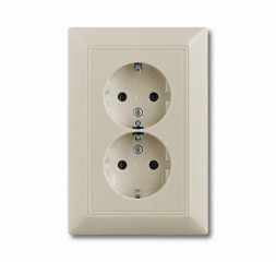 Розетка ABB Basic 55 слоновая кость SCHUKO 16А 250В двойная 2CKA002014A1463 20-02 EUJ-92-507