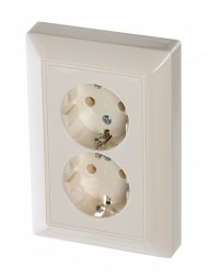 Розетка ABB Basic 55 слоновая кость SCHUKO 16А 250В двойная 2CKA002014A1463 20-02 EUJ-92-507