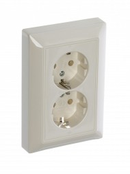 Розетка ABB Basic 55 слоновая кость SCHUKO 16А 250В двойная 2CKA002014A1463 20-02 EUJ-92-507