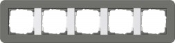 Рамка Gira E3 Темно-серый / Белый с белой подложкой 5 постов 0215413