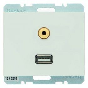 Розетка USB/3.5mm AUDIO Berker K.1 полярная белезна 3315397009