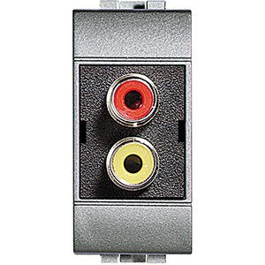 Двойной разъём типа RCA Bticino LivingLight Air Алюминий под зажим ( &quot;тюльпан&quot;) NT4269R