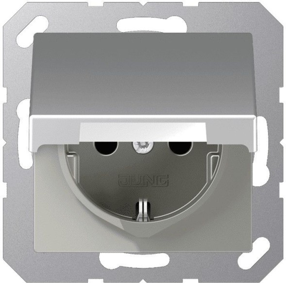 Розетка Jung ECO Profi алюминий Штепсельная SCHUKO 16A, 250V~ с крышкой EP421KLAL