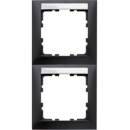 Рамка Berker S.1 Антрацит матовый с полем для надписей 2 поста вертикальная 10129969