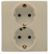 Розетка Legrand Etika слоновая кость 2 x 2К+З со шторками - немецкий стандарт - автоматические зажимы - 16 А - 250 В~ 672333