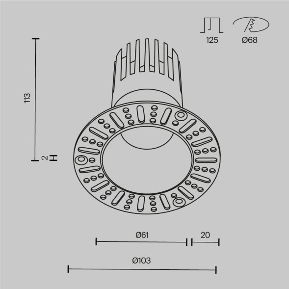 Встраиваемый светильник Technical DL122-15W-3K-TRS-B