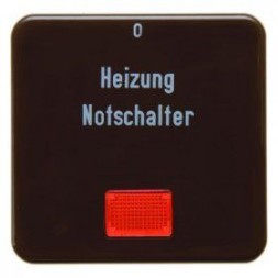 Клавиша Berker IP44 коричневый с красной линзой и надписью &quot;Heizung Notschalter&quot; с блеском Влагозащищенный скрытый монтаж 156901