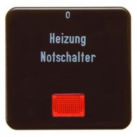 Клавиша Berker IP44 коричневый с красной линзой и надписью &quot;Heizung Notschalter&quot; с блеском Влагозащищенный скрытый монтаж 156901