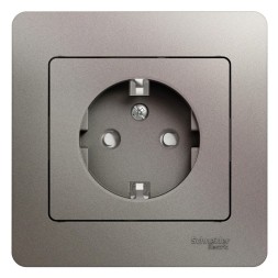 Розетка с заземлением со шторками,16А, 250В, в сборе Schneider Electric Glossa Платина GSL001244