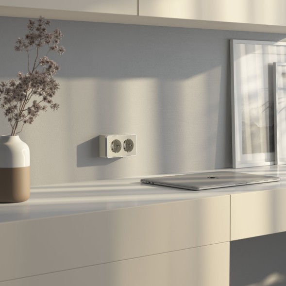 Розетка двойная с заземлением Gallant слоновая кость Werkel W5072103