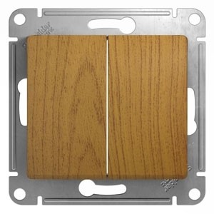 2-клавишный Выключатель, сх.5, 10АХ, механизм Schneider Electric Glossa Дуб GSL000551