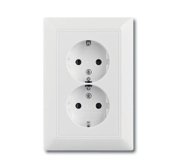 Розетка ABB Basic 55 альпийский белый SCHUKO 16А 250В двойная 2CKA002014A1462 20-02 EUJ-94-507
