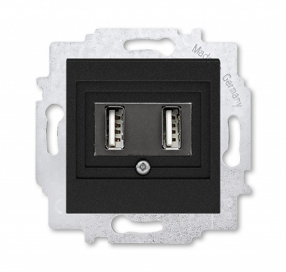 USB зарядка ABB Levit антрацит двойная 2CHH290040A6063 5014H-A00040 63W