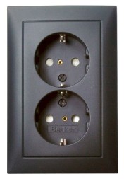 Двойная штепсельная розетка Berker S.1 антрацит, матовый SCHUKO, цельная 47549949