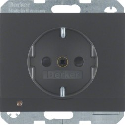 Розетка Berker K.1 антрацитовый SCHUKO с подсветкой для ориентирования 41097006