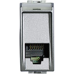 Розетка телефонная RJ-11 Bticino LivingLight Air Алюминий соединение К10, кат. 2 NT4258/11N