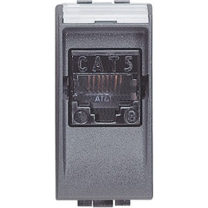 Розетка RJ45 Bticino LivingLight Антрацит Aircat 5 UTP L4261AT6