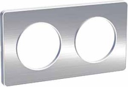 Рамка Schneider Electric Odace Полированный алюминий / Белый 2-постовая S52P804J