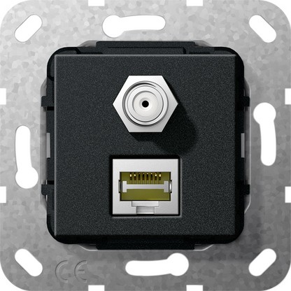Разъем MJ RJ45 Cat Gira Черный 6A 10 GB, SAT F 569710