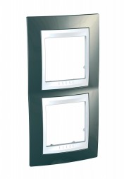 Рамка Schneider Electric Unica Хамелеон шампань / Белый 2 поста вертикальная MGU6.004V.824