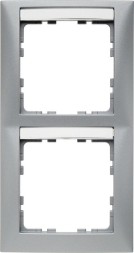 Рамка Berker S.1 Алюминий матовый с полем для надписей 2 поста вертикальная 10129959