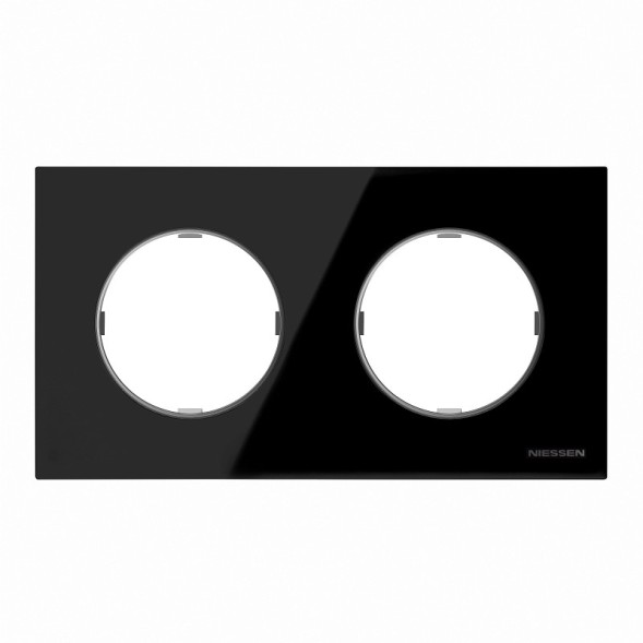 Рамка ABB Skymoon Черное стекло 2 поста 2CLA867200A3101 8672 CN