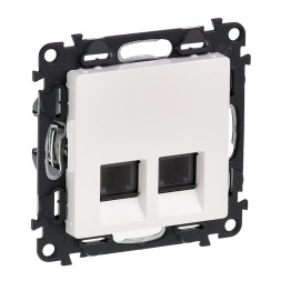 Телефонная розетка RJ11 Legrand Valena Life Белая двойная. С лицевой панелью 753139