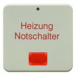 Клавиша Berker IP44 белый с красной линзой и надписью "Heizung Notschalter" с блеском Влагозащищенный скрытый монтаж 1569