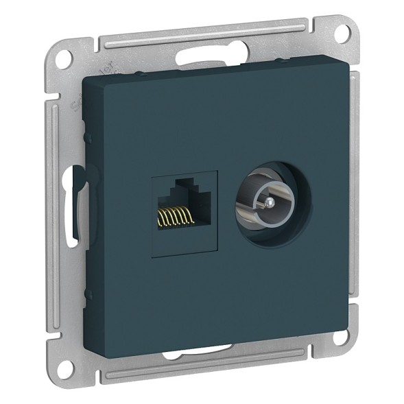 Розетка Schneider Electric Atlasdesign Изумруд двойная ТВ + компьютерная RJ45, кат. 5Е ATN000889