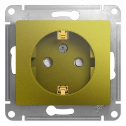 Розетка с заземлением со шторками,16А, 250В, механизм Schneider Electric Glossa Фисташковый GSL001045