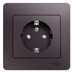 Розетка с заземлением со шторками,16А, 250В, в сборе Schneider Electric Glossa Сиреневый туман GSL001444