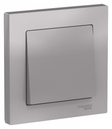 Одноклавишный выключатель Schneider Electric Atlasdesign Алюминий сх.1, 10АХ, в сборе ATN000312