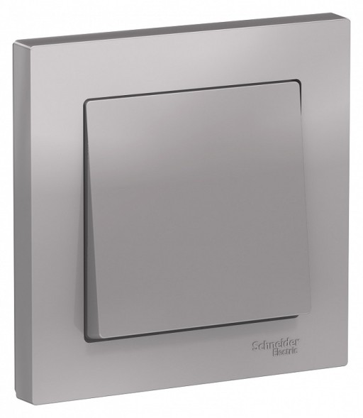 Одноклавишный выключатель Schneider Electric Atlasdesign Алюминий сх.1, 10АХ, в сборе ATN000312